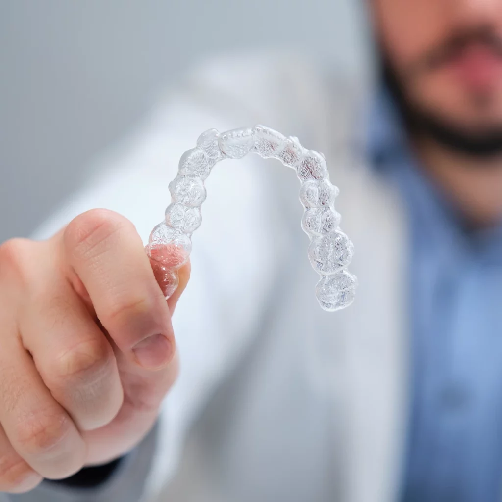 close up of clear aligner